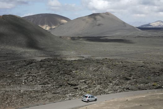 The Vulkan National Park Timanfaya on the Island of Lanzarote on the Canary Islands of Spain in the Atlantic Ocean. on the Island of Lanzarote on the Canary Islands of Spain in the Atlantic Ocean..
