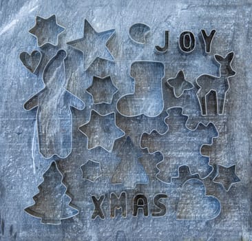 Rustic background for Christmas with various places of baggy