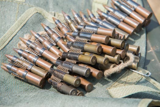 close up about bullet,ammo to machine guns