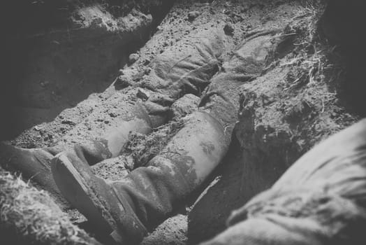 conceptual image of violence and crime,dead body,black and white