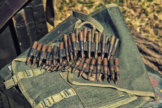 close up about bullet,ammo to machine guns,hdr