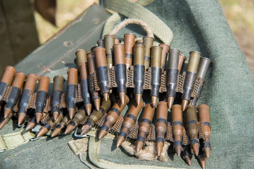 close up about bullet,ammo to machine guns
