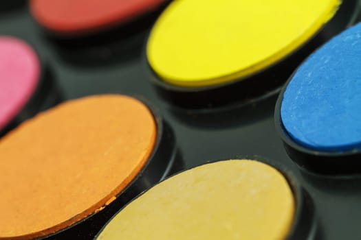 Close up of Water color paints