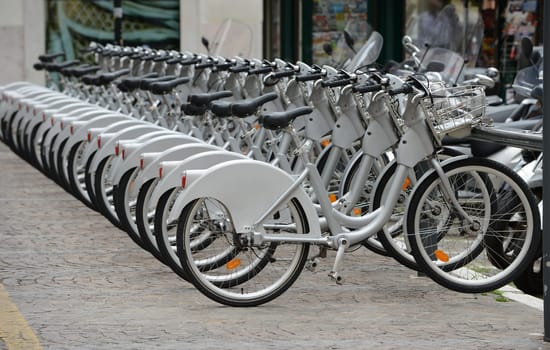 Bicycles for rent in Verona city (Italy).