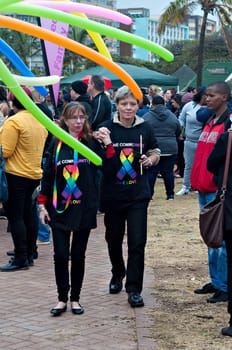 DURBAN, SOUTH AFRICA - JULY 23, 2016: Gay Pride celebration and parade at North Beach