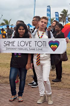 DURBAN, SOUTH AFRICA - JULY 23, 2016: Gay Pride celebration and parade at North Beach
