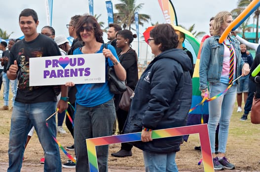 DURBAN, SOUTH AFRICA - JULY 23, 2016: Gay Pride celebration and parade at North Beach