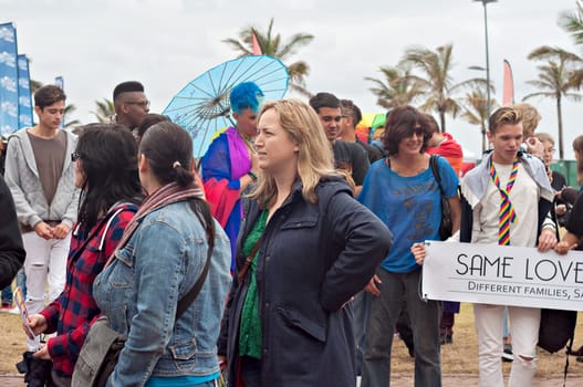 DURBAN, SOUTH AFRICA - JULY 23, 2016: Gay Pride celebration and parade at North Beach