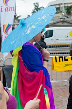 DURBAN, SOUTH AFRICA - JULY 23, 2016: Gay Pride celebration and parade at North Beach