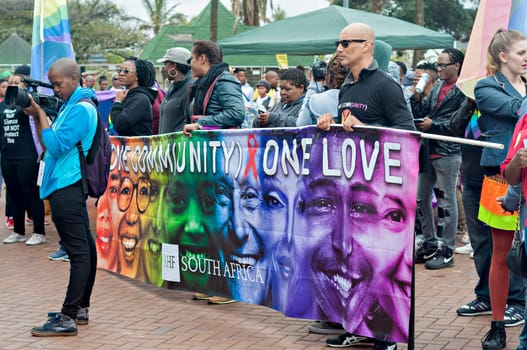 DURBAN, SOUTH AFRICA - JULY 23, 2016: Gay Pride celebration and parade at North Beach