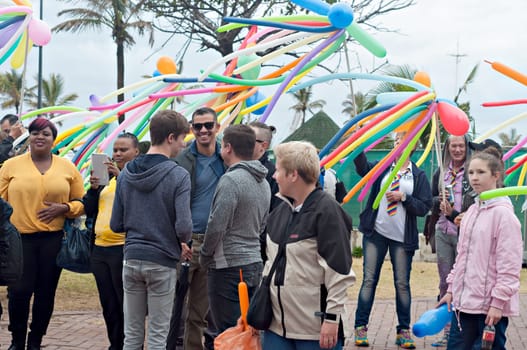 DURBAN, SOUTH AFRICA - JULY 23, 2016: Gay Pride celebration and parade at North Beach
