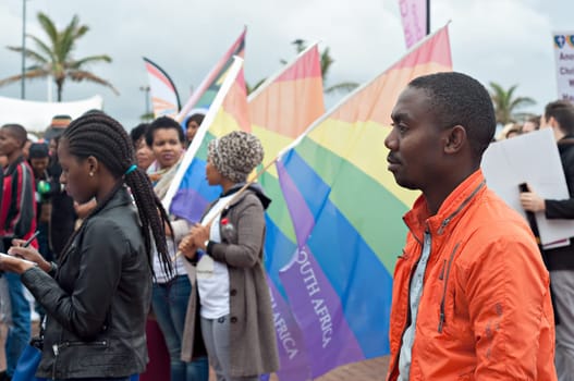 DURBAN, SOUTH AFRICA - JULY 23, 2016: Gay Pride celebration and parade at North Beach
