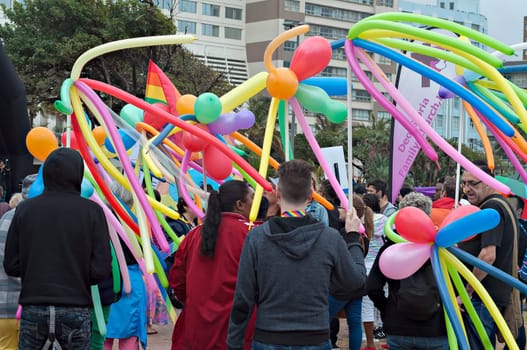 DURBAN, SOUTH AFRICA - JULY 23, 2016: Gay Pride celebration and parade at North Beach