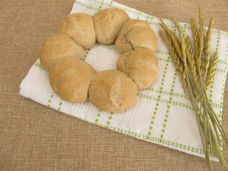 Roll wreath made of spelt flour