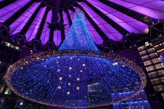 Sony Center at Potsdamer Platz with christmas decoration in Berlin Germany