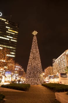Christmas tree and decoration at Kurfuerstendamm in Berlin Germany