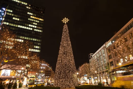 Christmas tree on Kurfuerstendamm in Berlin Germany
