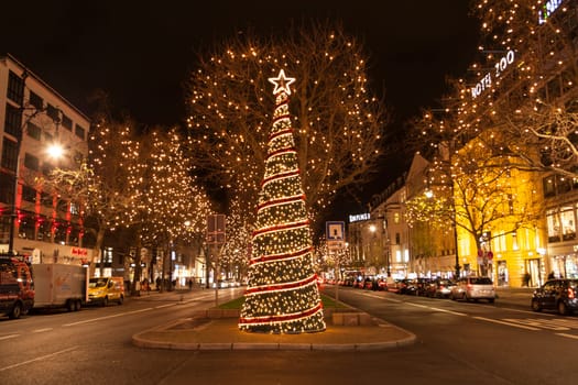 Christmas tree at Kurfuerstendamm in Berlin Germany