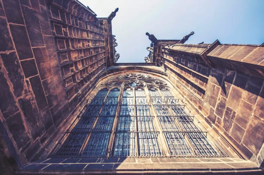 view of the st.vitus cathedral in prague,czech republic. vintage effect