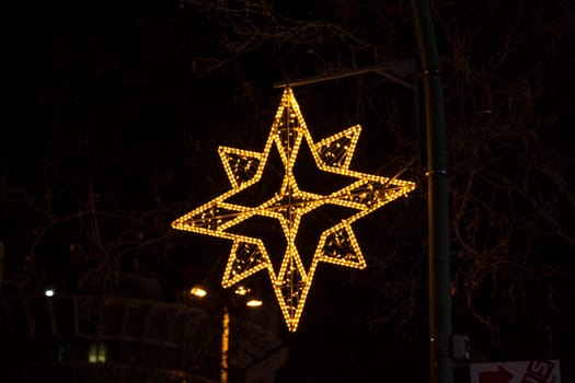 Christmas lighting star in Berlin at Kurfuerstendamm