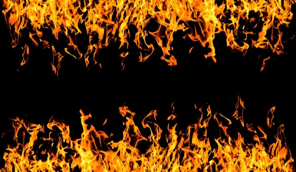 fire flames frame on black background