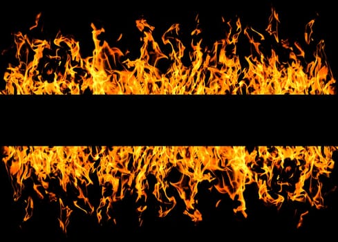 fire flames frame on black background