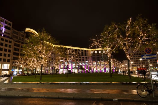 Christmas lights at Leipziger Platz in Berlin