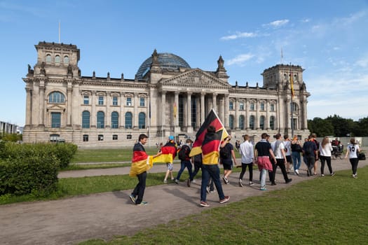 football fans at bundestag in berlin