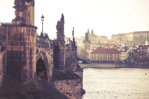 charles bridge,czech republic,vintage effect