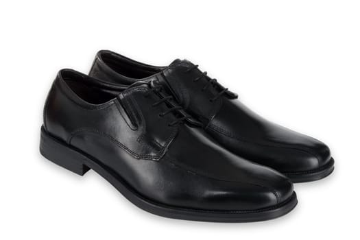 Black men's shoes exposed on white background