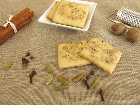 Salt pastries with coffee,cinnamon,cardamom,nutmeg,clove and allspice