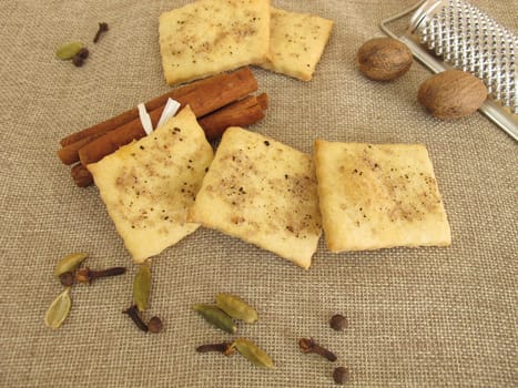 Salt pastries with coffee,cinnamon,cardamom,nutmeg,clove and allspice
