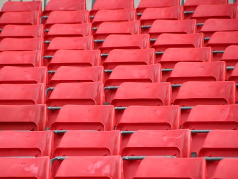 Perspective view of Stand Platform with Red Plastic Seats