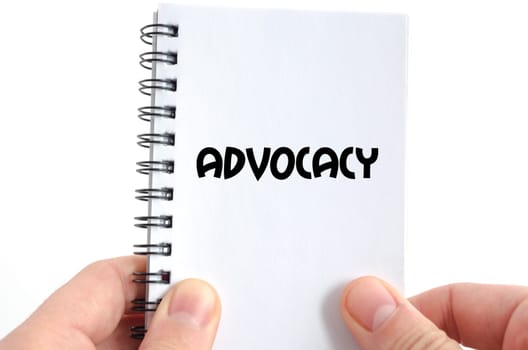 Advocacy text concept isolated over white background