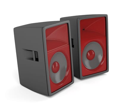 Stage loudspeakers on white background