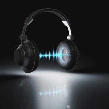 Headset with graphic equalizer between speakers. Clipping path included.