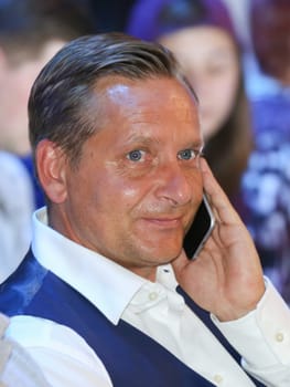 former German football player and jetz manager Horst Heldt at SAT1 Ran - Boxing on 16.07.2016 in the Max-Schmeling-Halle Berlin