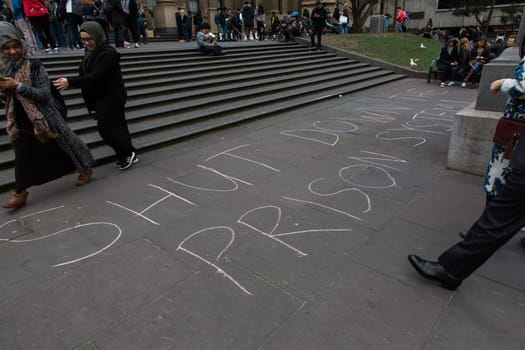 MELBOURNE/AUSTRALIA - 30 JULY , 2016: Protesters rally against the torture and detention of indigious childtren in the Northern Territory. The rally was held outside the State Library.