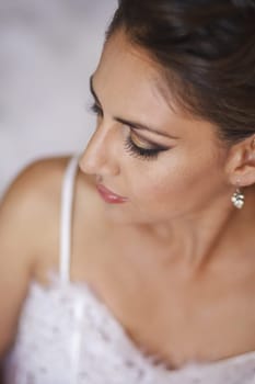 Portrait of Beautiful Bride in Wedding Dress.