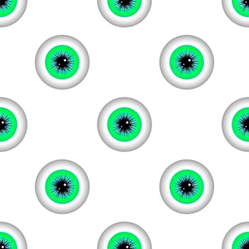 Green Human Eye Seamless Pattern. Set of Green Balls