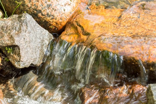 Water Streaming in Creek close up.