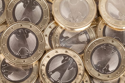 Euro coins with federal eagle