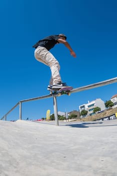POVOA DE VARZIM, PORTUGAL - JULY 24, 2016: Joao Fernandes during  the 2nd Stage of DC Skate Challenge by Moche.