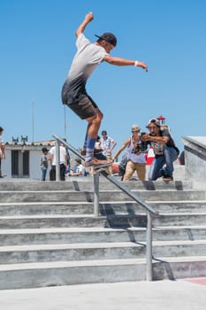 POVOA DE VARZIM, PORTUGAL - JULY 24, 2016: Pedro Machado during  the 2nd Stage of DC Skate Challenge by Moche.