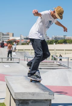 POVOA DE VARZIM, PORTUGAL - JULY 24, 2016: Bruno Senra during  the 2nd Stage of DC Skate Challenge by Moche.