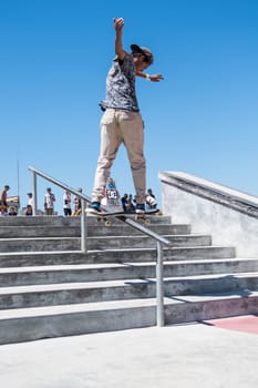 POVOA DE VARZIM, PORTUGAL - JULY 24, 2016: Guilherme Durand during  the 2nd Stage of DC Skate Challenge by Moche.