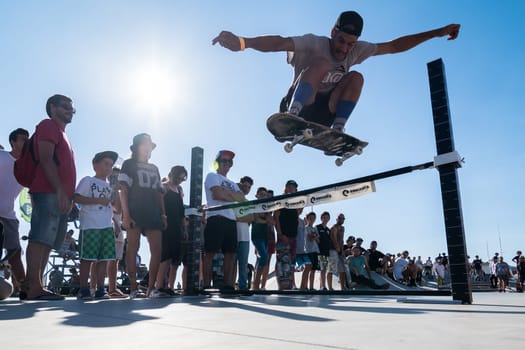 POVOA DE VARZIM, PORTUGAL - JULY 24, 2016: Pedro Machado during  the 2nd Stage of DC Skate Challenge by Moche.