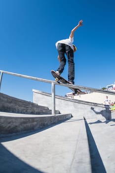 POVOA DE VARZIM, PORTUGAL - JULY 24, 2016: Bruno Senra during  the 2nd Stage of DC Skate Challenge by Moche.