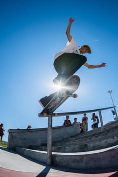 POVOA DE VARZIM, PORTUGAL - JULY 24, 2016: Bruno Senra during  the 2nd Stage of DC Skate Challenge by Moche.