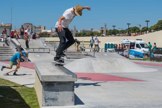 POVOA DE VARZIM, PORTUGAL - JULY 24, 2016: Bruno Senra during  the 2nd Stage of DC Skate Challenge by Moche.